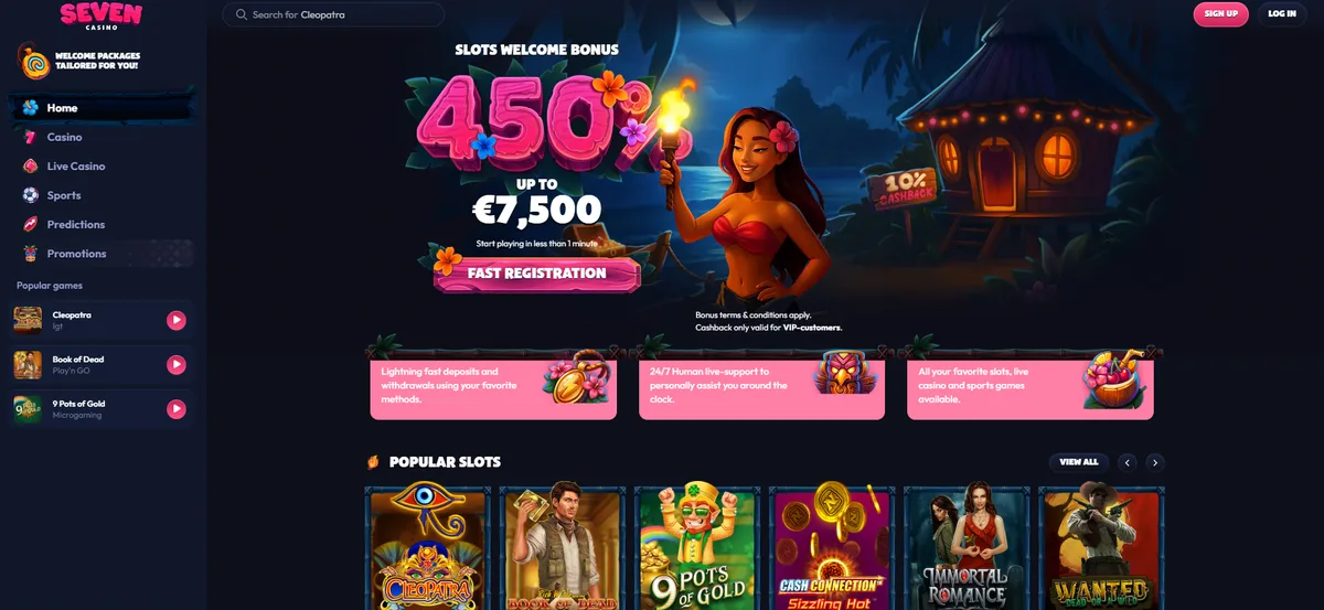 Captura de la web de Seven Casino
